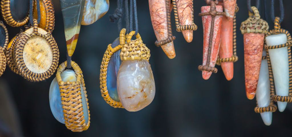 Image of pendants made of gemstones